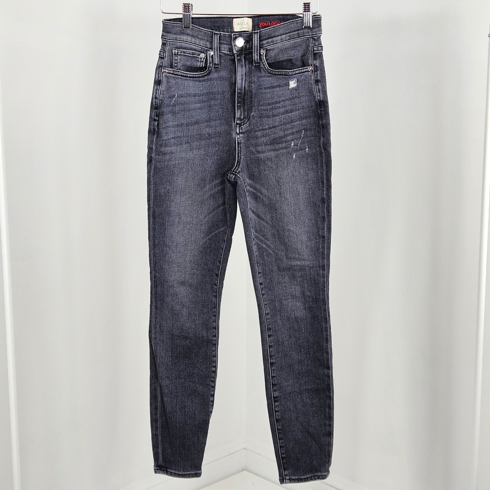 AO.LA Alice Olivia Skinny Jeans Womens 26 Black Magic Excellent Distressed